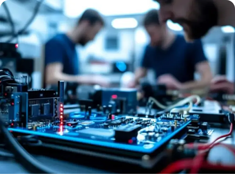 People working on circuit boards